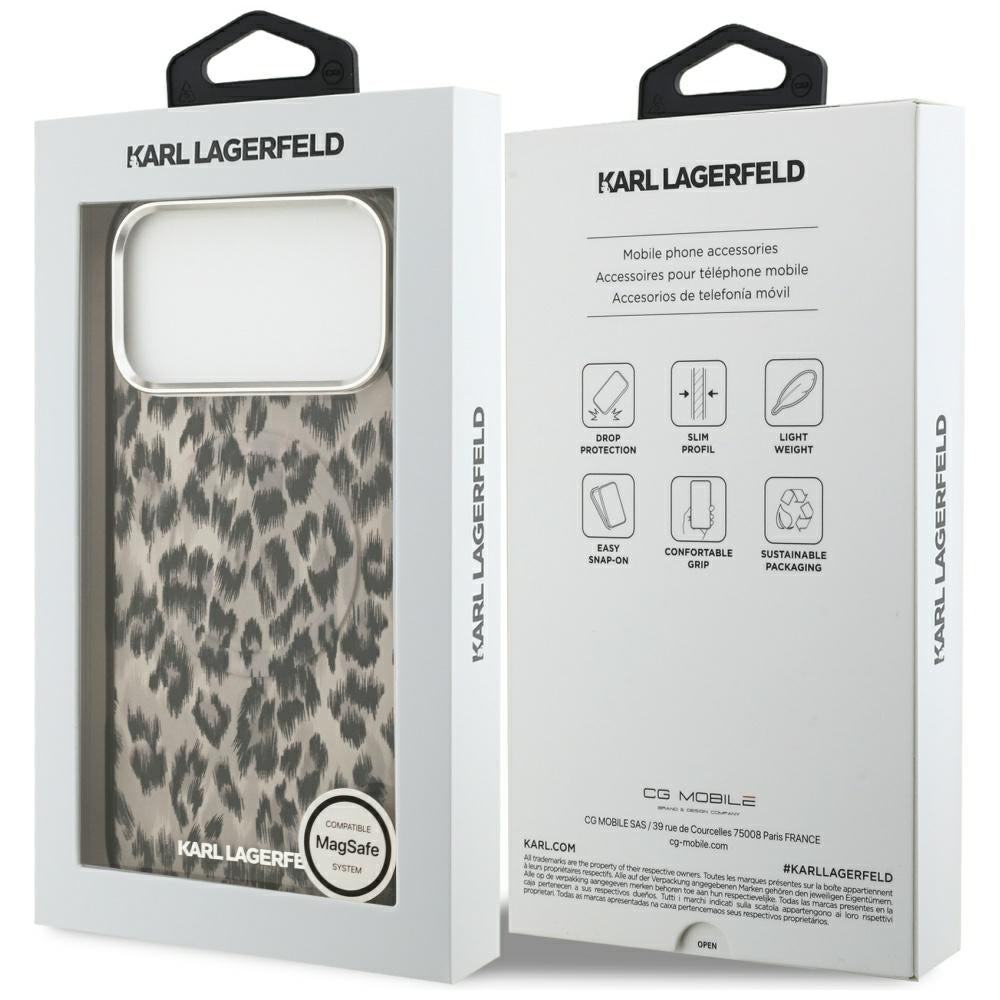 Futrola MagSafe za Apple iPhone 17 Pro Max, Karl Lagerfeld, IML Leopard Pattern, Braon