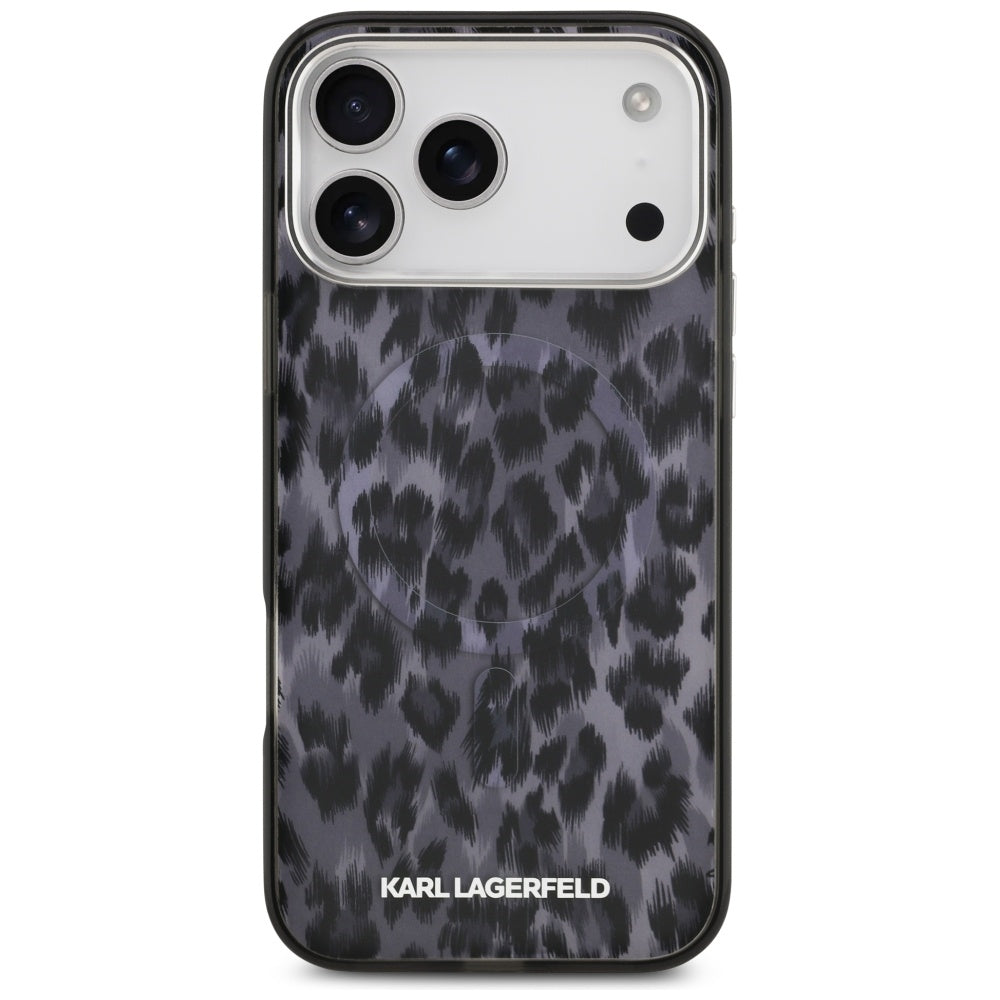 Futrola MagSafe za Apple iPhone 17 Pro Max, Karl Lagerfeld, IML Leopard Pattern, Crna
