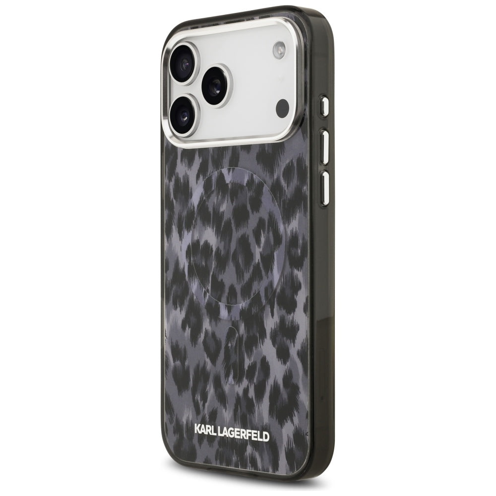 Futrola MagSafe za Apple iPhone 17 Pro Max, Karl Lagerfeld, IML Leopard Pattern, Crna