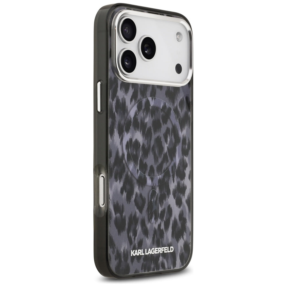 Futrola MagSafe za Apple iPhone 17 Pro Max, Karl Lagerfeld, IML Leopard Pattern, Crna