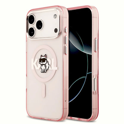 Futrola MagSafe za Apple iPhone 17 Pro Max, Karl Lagerfeld, IML Sketch Logo Choupette, Roze