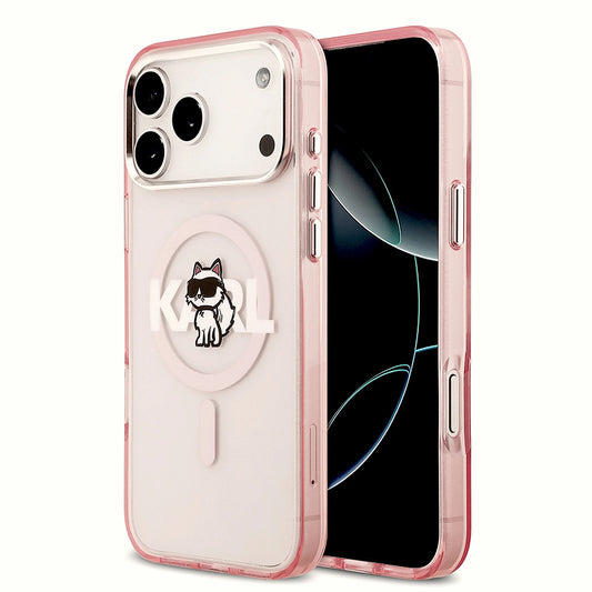 Futrola MagSafe za Apple iPhone 17 Pro Max, Karl Lagerfeld, IML Sketch Logo Choupette, Roze
