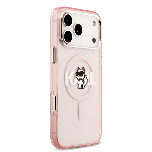 Futrola MagSafe za Apple iPhone 17 Pro Max, Karl Lagerfeld, IML Sketch Logo Choupette, Roze