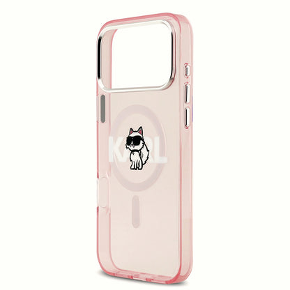 Futrola MagSafe za Apple iPhone 17 Pro Max, Karl Lagerfeld, IML Sketch Logo Choupette, Roze