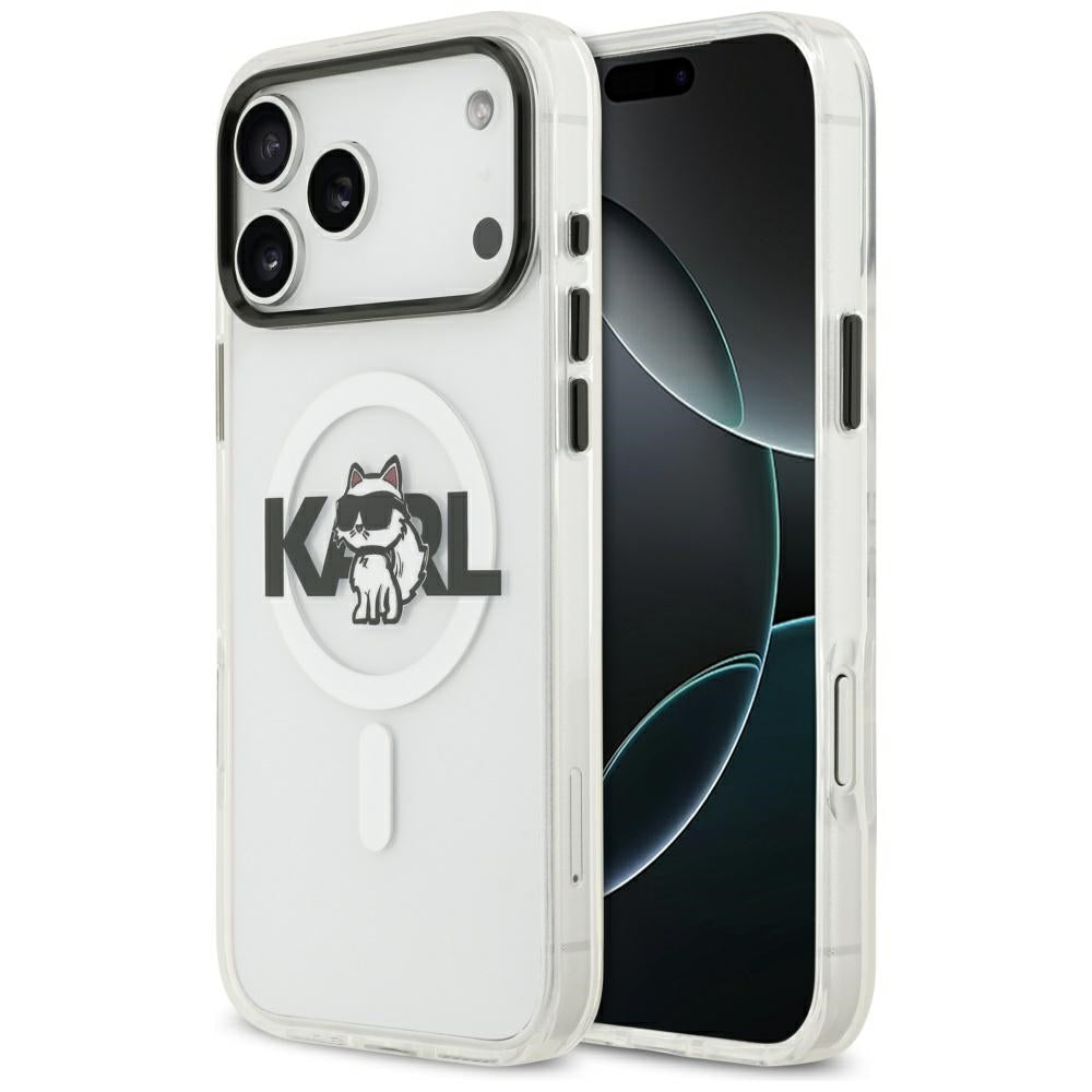 Futrola MagSafe za Apple iPhone 17 Pro Max, Karl Lagerfeld, IML Sketch Logo Choupette, Transparentna