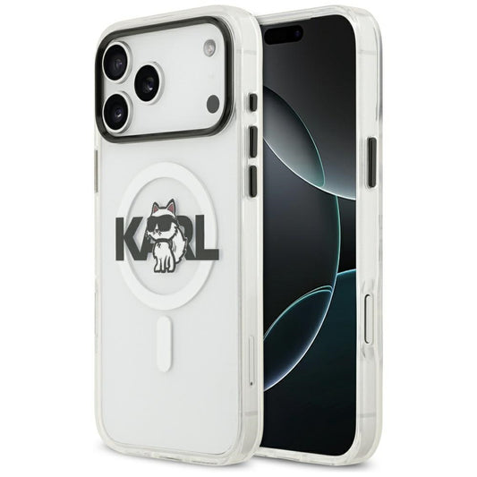Futrola MagSafe za Apple iPhone 17 Pro Max, Karl Lagerfeld, IML Sketch Logo Choupette, Transparentna