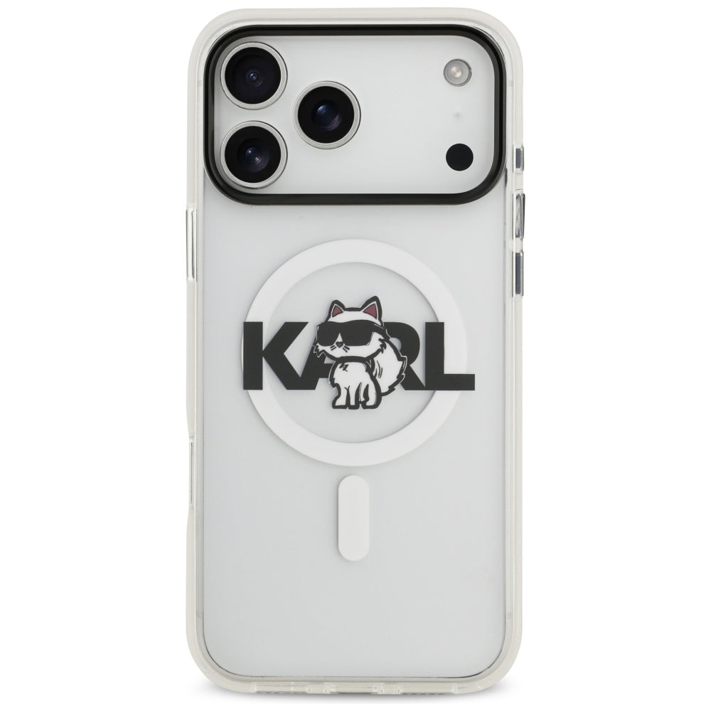 Futrola MagSafe za Apple iPhone 17 Pro Max, Karl Lagerfeld, IML Sketch Logo Choupette, Transparentna
