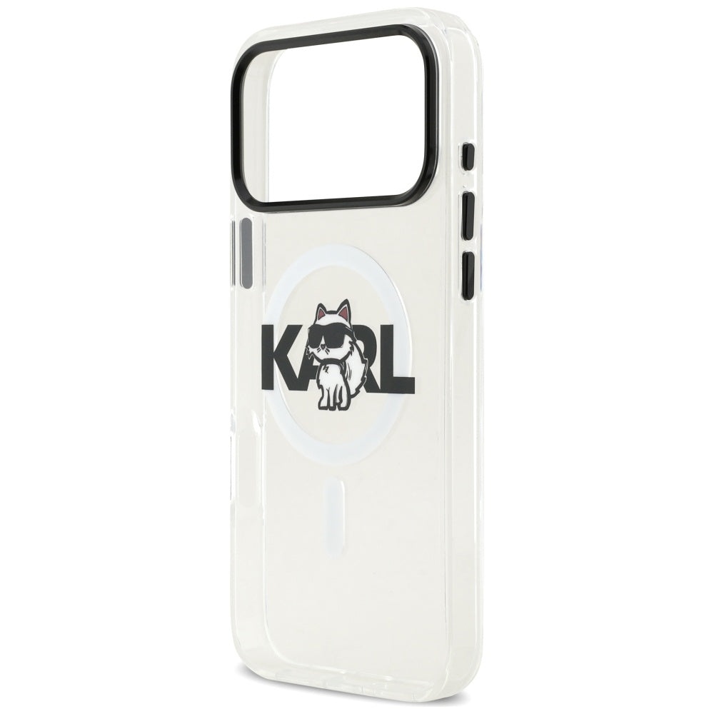 Futrola MagSafe za Apple iPhone 17 Pro Max, Karl Lagerfeld, IML Sketch Logo Choupette, Transparentna