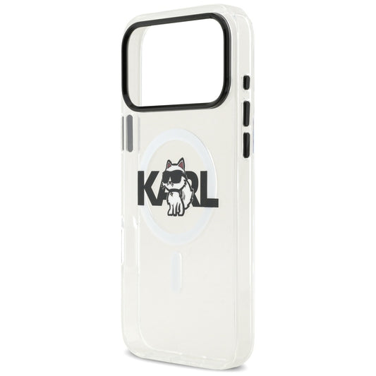 Futrola MagSafe za Apple iPhone 17 Pro Max, Karl Lagerfeld, IML Sketch Logo Choupette, Transparentna