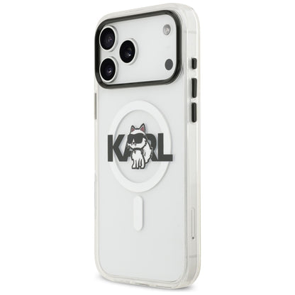 Futrola MagSafe za Apple iPhone 17 Pro Max, Karl Lagerfeld, IML Sketch Logo Choupette, Transparentna