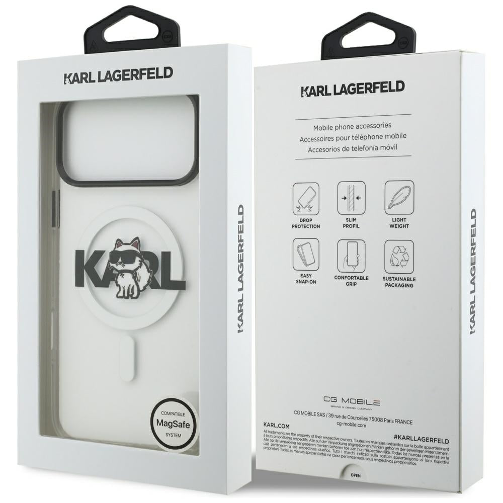 Futrola MagSafe za Apple iPhone 17 Pro Max, Karl Lagerfeld, IML Sketch Logo Choupette, Transparentna