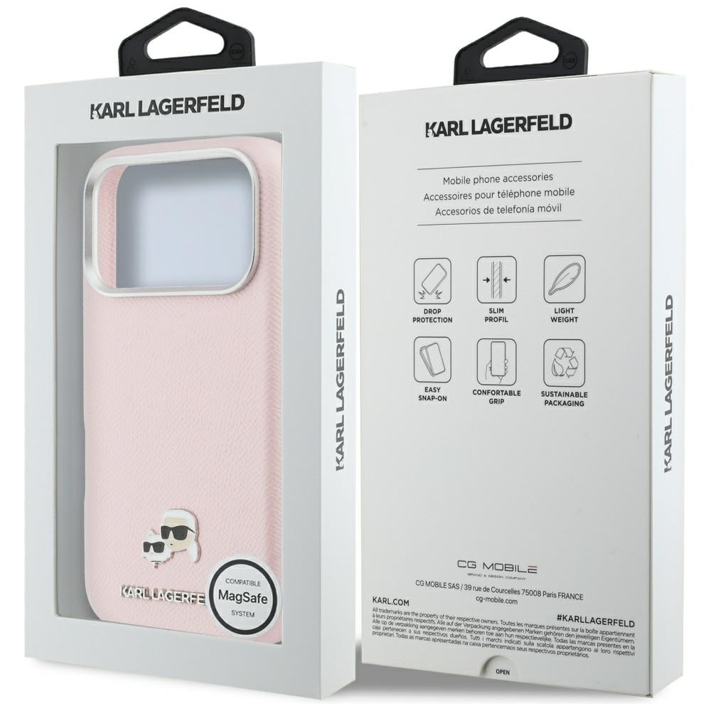 Futrola MagSafe za Apple iPhone 17 Pro Max, Karl Lagerfeld, Karl & Choupette Head's Pin, Roze