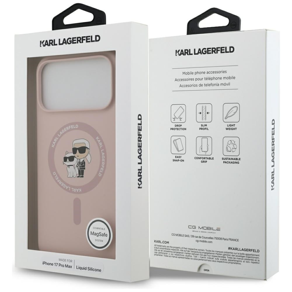 Futrola MagSafe za Apple iPhone 17 Pro Max, Karl Lagerfeld, Ring Karl & Choupette, Roze