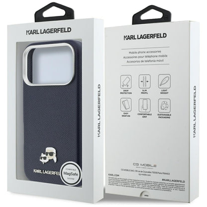 Futrola MagSafe za Apple iPhone 17 Pro Max, Karl Lagerfeld, Saffiano Karl & Choupette Pins, Plava