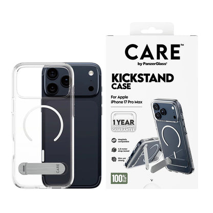 Futrola MagSafe za Apple iPhone 17 Pro Max, PanzerGlass, Care Feature Kickstand, Transparentna Bela