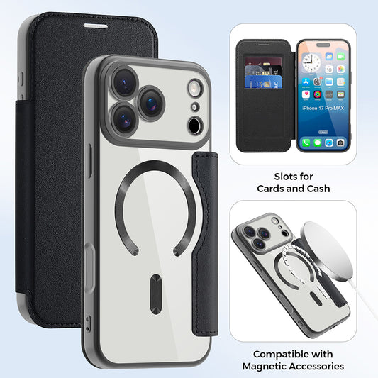 Futrola MagSafe za Apple iPhone 17 Pro Max, Techsuit, SmartMag Book, Crna