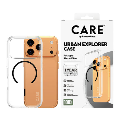 Futrola MagSafe za Apple iPhone 17 Pro, PanzerGlass, Care Urban Explorer, Crna Transparentna