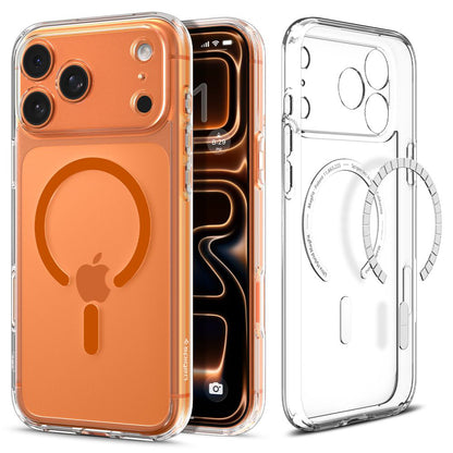 Husa MagSafe za Apple iPhone 17 Pro, Spigen, Ultra Hybrid, Transparentna Narandžasta ACS11112
