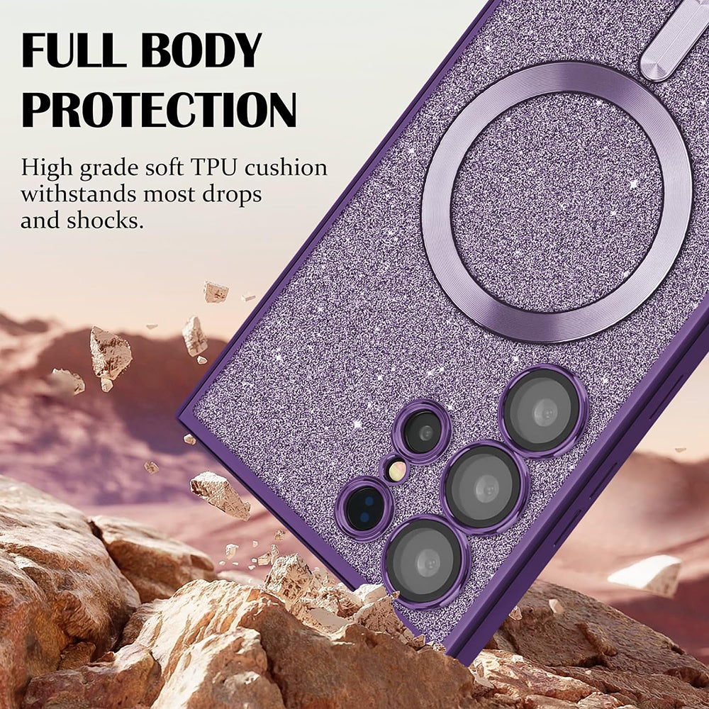 Futrola MagSafe za Apple iPhone 17 Pro, Techsuit, Luxury Glitter, Srebrna