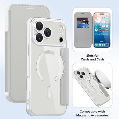 Futrola MagSafe za Apple iPhone 17 Pro, Techsuit, SmartMag Book, Siva