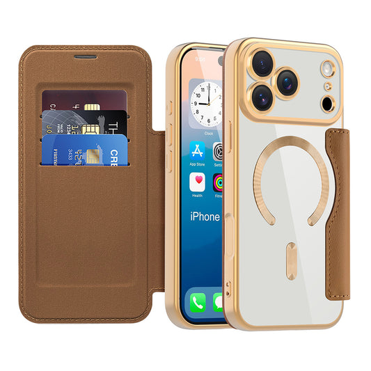 Futrola MagSafe za Apple iPhone 17 Pro, Techsuit, SmartMag Book, Braon