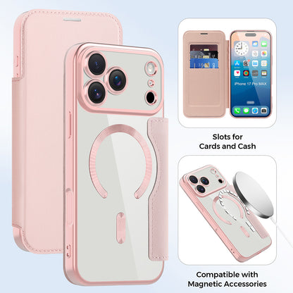 Futrola MagSafe za Apple iPhone 17 Pro, Techsuit, SmartMag Book, Roze