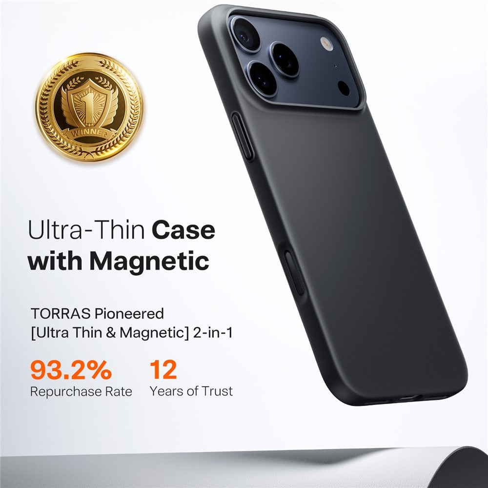 Futrola MagSafe za Apple iPhone 17 Pro, Torras, SlimFit, Crna