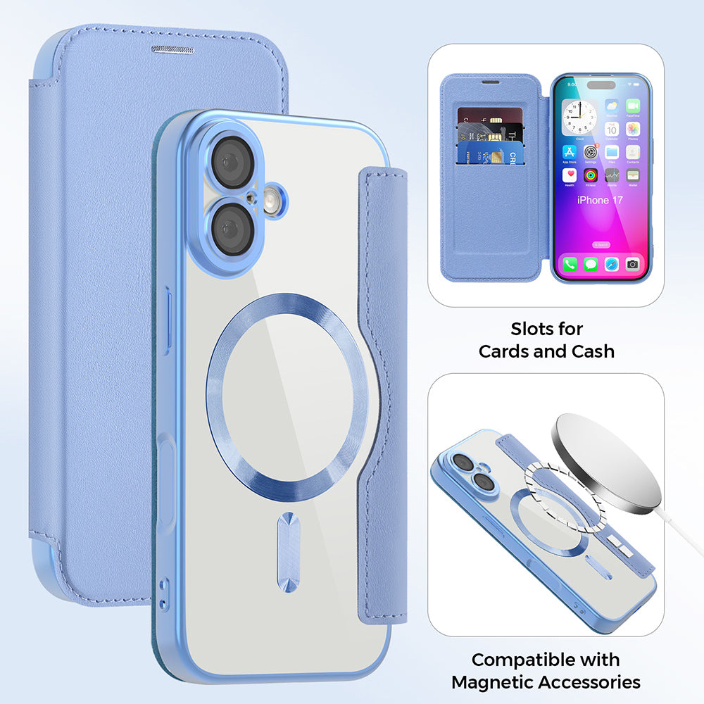 Futrola MagSafe za Apple iPhone 17, Techsuit, SmartMag Book, Plava