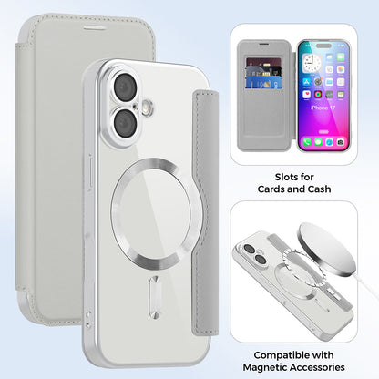 Futrola MagSafe za Apple iPhone 17, Techsuit, SmartMag Book, Siva