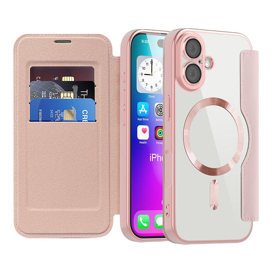 Futrola MagSafe za Apple iPhone 17, Techsuit, SmartMag Book, Roze
