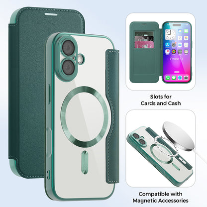 Futrola MagSafe za Apple iPhone 17, Techsuit, SmartMag Book, Zelena