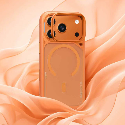 Maska MagSafe za Apple iPhone 18 Pro / 17 Pro, Blueo, Heat Dissipation Stand, satensko narandžasta