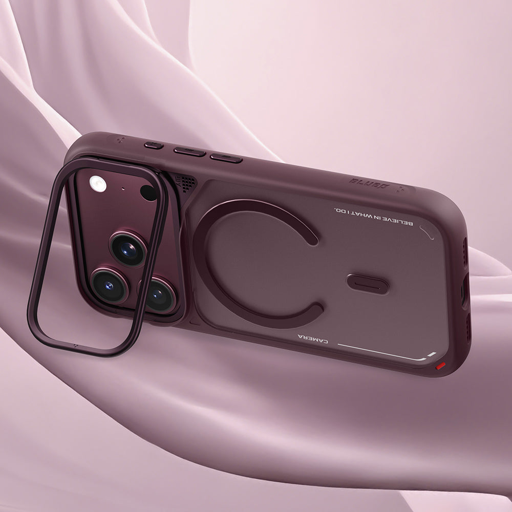 MagSafe maska za Apple iPhone 18 Pro / 17 Pro, Blueo, Heat Dissipation Stand, satenska bordo boja