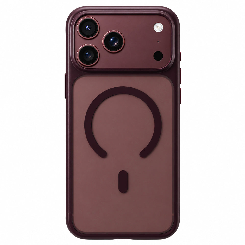 MagSafe maska za Apple iPhone 18 Pro / 17 Pro, Blueo, prijatna za kožu, protiv ispadanja, satenska bordo boja