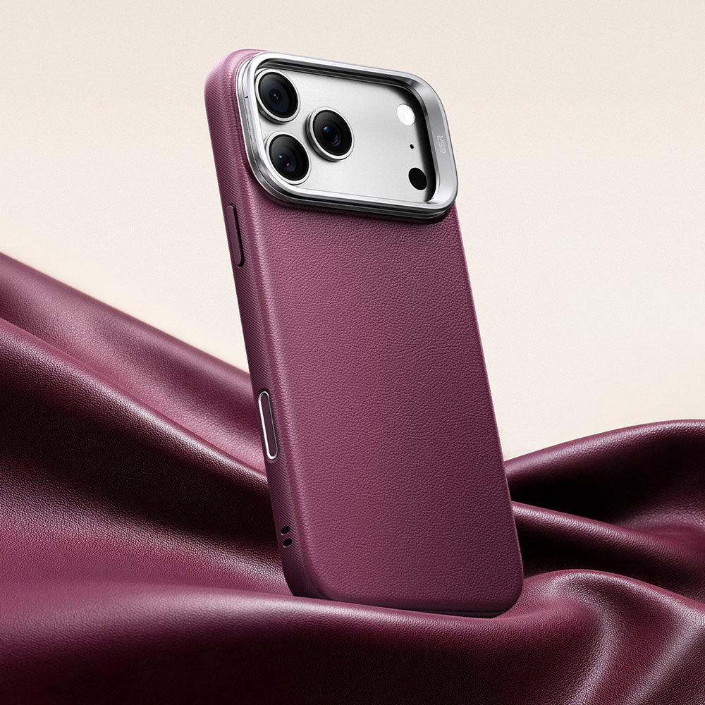 MagSafe futrola za Apple iPhone 18 Pro / 17 Pro, ESR, Atelier sa postoljem, Tamno bordo satenska