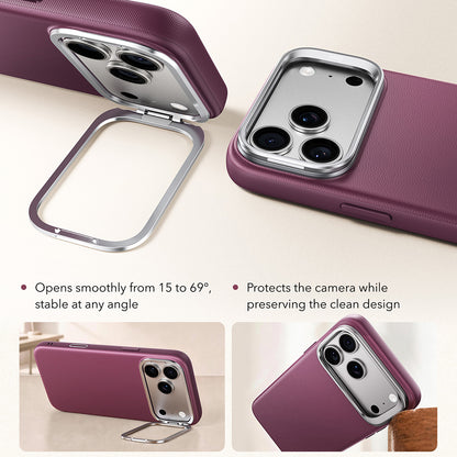 MagSafe futrola za Apple iPhone 18 Pro / 17 Pro, ESR, Atelier sa postoljem, Tamno bordo satenska