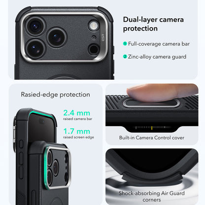 MagSafe futrola za Apple iPhone 18 Pro / 17 Pro, ESR, Cyber Armor Kickstand, Crna