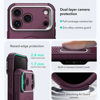 MagSafe futrola za Apple iPhone 18 Pro / 17 Pro, ESR, Cyber Armor Kickstand, Tamno Bordo Saten