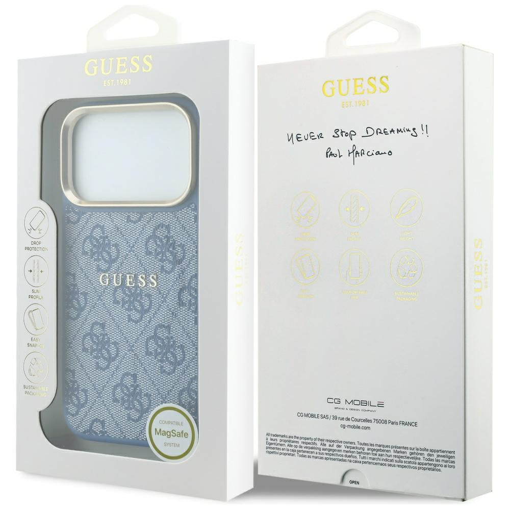 MagSafe futrola za Apple iPhone 18 Pro / 17 Pro, Guess, 4G Embossed Classic, Plava