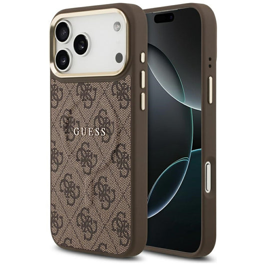 MagSafe futrola za Apple iPhone 18 Pro / 17 Pro, Guess, 4G Embossed Ring Classic Logo, Braon