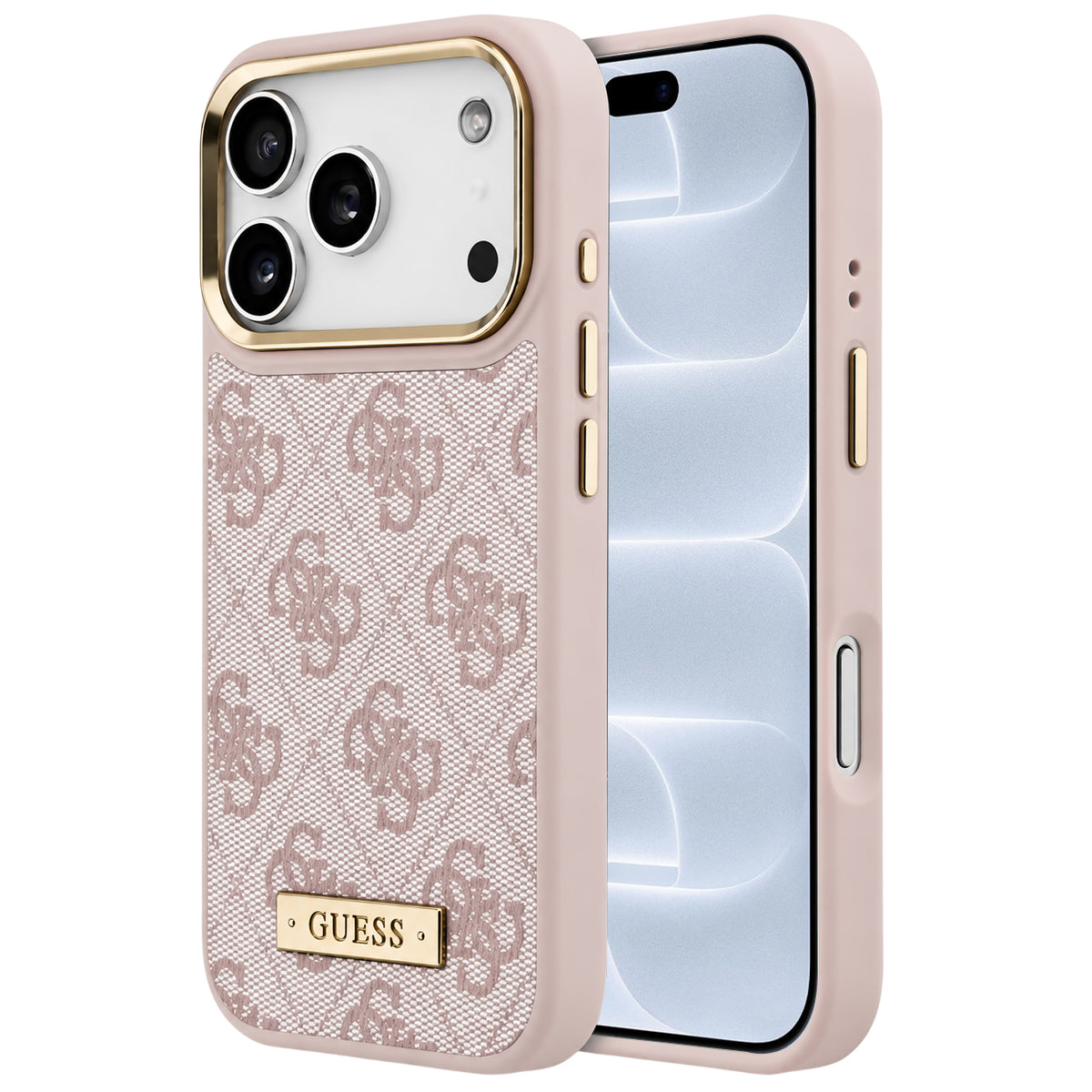 MagSafe maska za Apple iPhone 18 Pro / 17 Pro, Guess, 4G Logo Plate, roze
