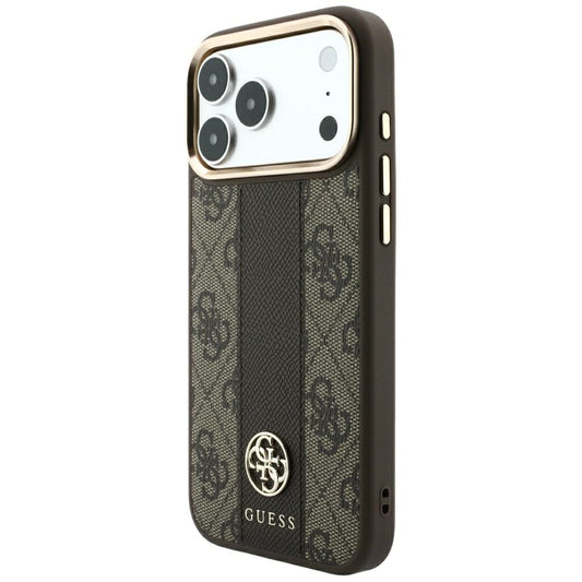 MagSafe futrola za Apple iPhone 18 Pro / 17 Pro, Guess, 4G Stripe Round Classic Logo, Braon