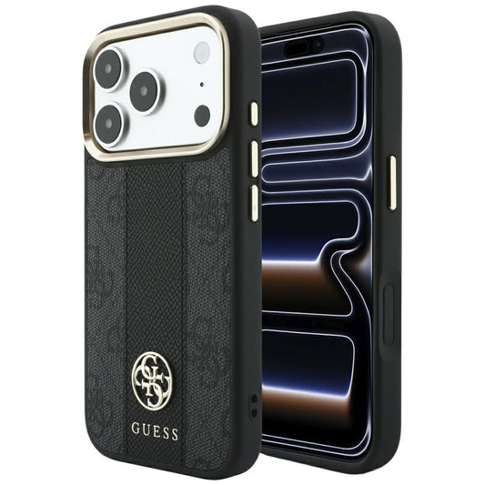 MagSafe futrola za Apple iPhone 18 Pro / 17 Pro, Guess, 4G Stripe Round Classic Logo, Crna