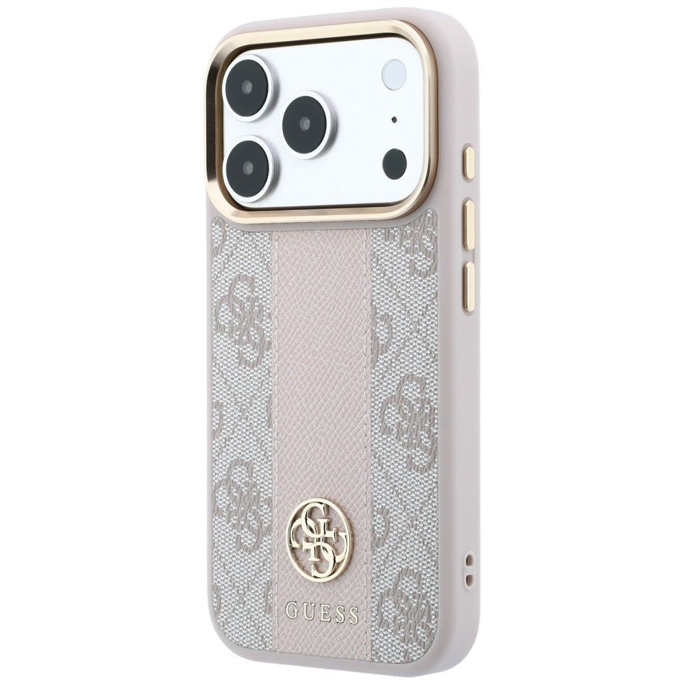 MagSafe futrola za Apple iPhone 18 Pro / 17 Pro, Guess, 4G Stripe Round Classic Logo, Roze