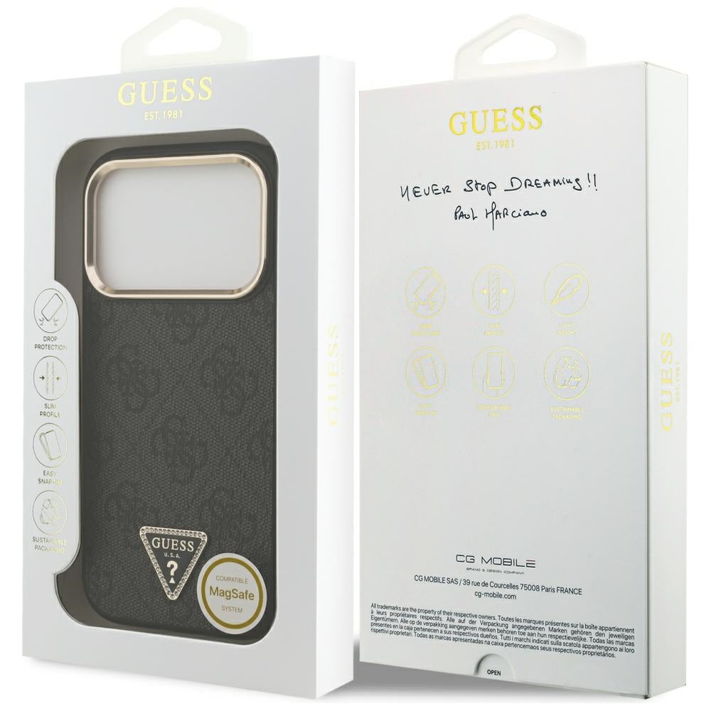 MagSafe futrola za Apple iPhone 18 Pro / 17 Pro, Guess, 4G Triangle Logo, Crna