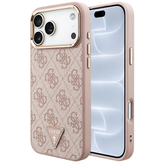 MagSafe futrola za Apple iPhone 18 Pro / 17 Pro, Guess, 4G Triangle Logo, Roze Zlatna