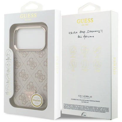 MagSafe futrola za Apple iPhone 18 Pro / 17 Pro, Guess, 4G Triangle Logo, Roze Zlatna