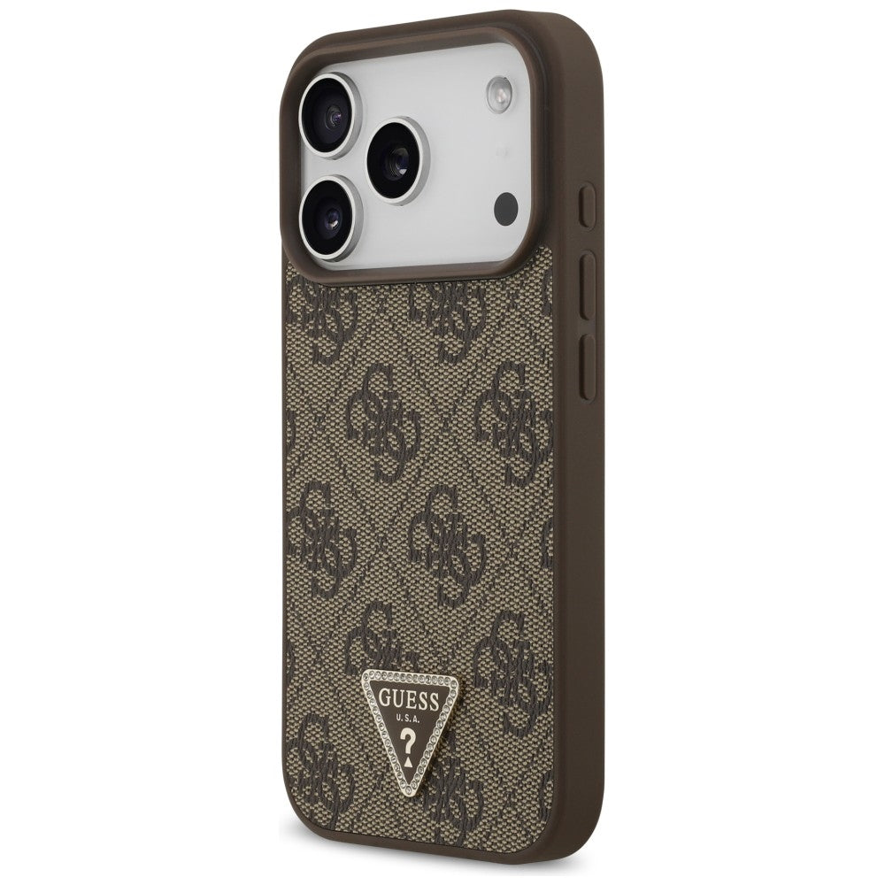 MagSafe futrola za Apple iPhone 18 Pro / 17 Pro, Guess, 4G Triangle Strass, Braon