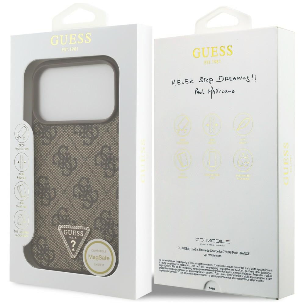 MagSafe futrola za Apple iPhone 18 Pro / 17 Pro, Guess, 4G Triangle Strass, Braon