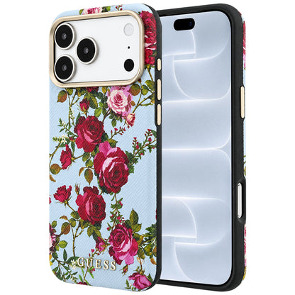 MagSafe maska za Apple iPhone 18 Pro / 17 Pro, Guess, Blossom Roses Print, plava
